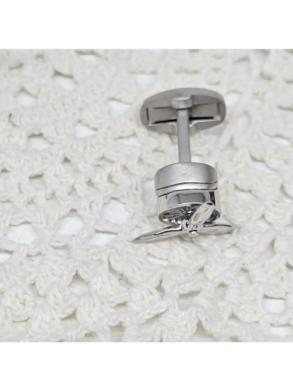 Vcufflinks Moving Propeller Cuff Links Silver Airplane Pilot Aviation Spinning